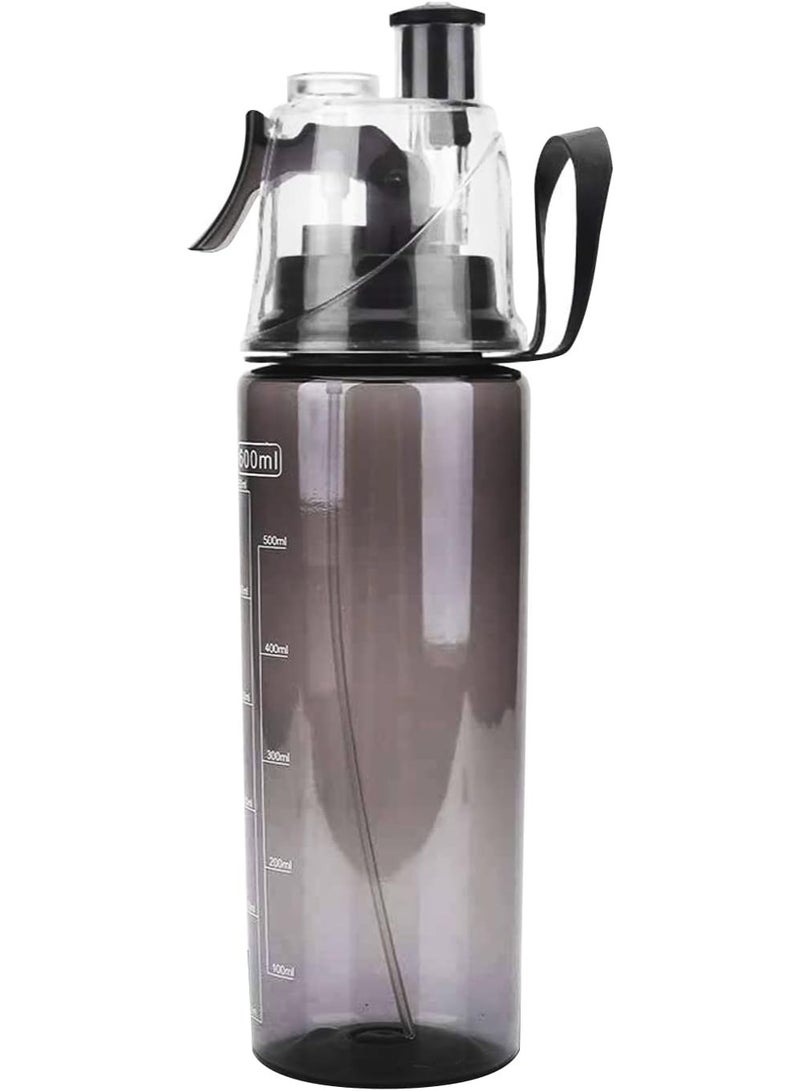 زجاجة رذاذ ماء بلاستيكية شفافة سعة 600 مل - رأس رش محمول مانع للتسرب للعناية بالشعر، والاستخدام في الصالونات، والنباتات، وكيّ الملابس، والتنظيف المنزلي - رمادي - Image 1